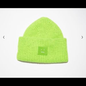 Acne NWOT Face-patch Beanie Acid Green $150Rtl